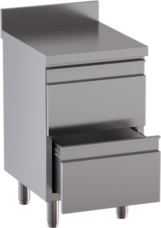 Schubladenschrank 2 Schubladen BxT 50x70cm mit Aufkantung | KBS 90621102 - KBS Gastrotechnik