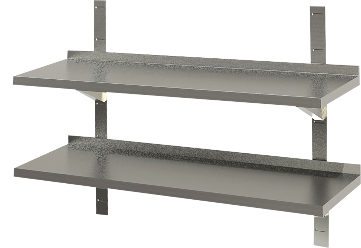 Wandbord 2 Böden mit Aufkantung B 200cm x T 30cm | KBS 91411022 - KBS Gastrotechnik