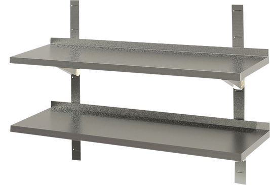 Wandbord 2 Böden mit Aufkantung B 160cm x T 40cm | KBS 91422020 - KBS Gastrotechnik