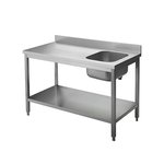 Chef-Tisch mit Aufkantung B 120cm - Becken links von KBS Gastrotechnik