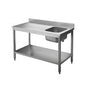Chef-Tisch mit Aufkantung B 160cm - Becken links von KBS Gastrotechnik