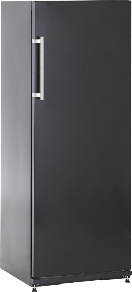 Schwarzer Kühlschrank K 311 mit Edelstahl-Griff, Frontansicht