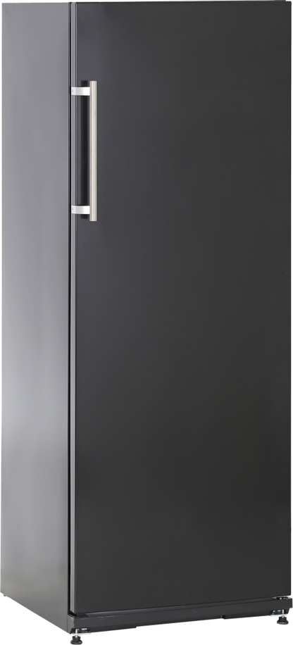 Schwarzer Kühlschrank K 311 mit Edelstahl-Griff, Frontansicht
