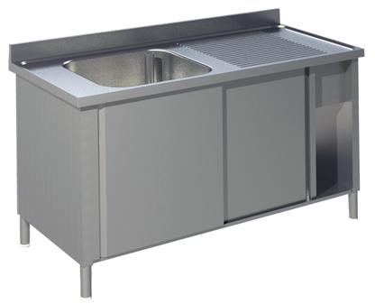 Spülschrank mit Schiebetüren B 120cm - Becken links | KBS 91921102 - KBS Gastrotechnik