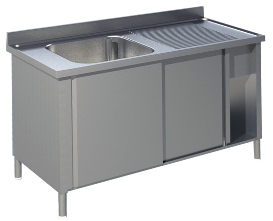 Spülschrank mit Schiebetüren B 140cm - Becken links | KBS 91921104 - KBS Gastrotechnik