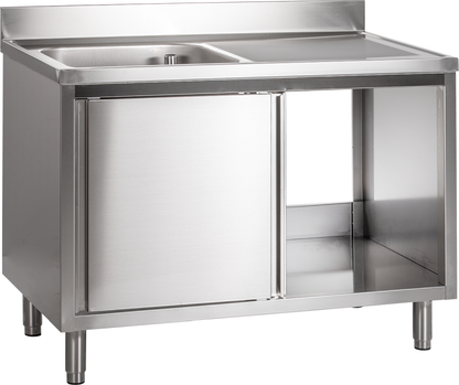 Spülschrank mit Schiebetüren B 120cm - Becken links | KBS 91921102 - KBS Gastrotechnik