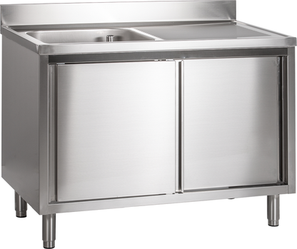 Spülschrank mit Schiebetüren B 120cm - Becken links | KBS 91921102 - KBS Gastrotechnik