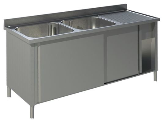 Spülschrank mit Schiebetüren B 140cm - Becken links | KBS 91921104 - KBS Gastrotechnik
