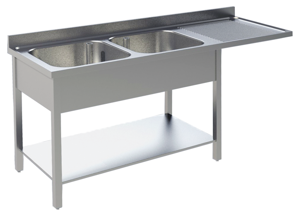 Spülcenter 2 Becken links Breite 160cm | KBS 92012104 - KBS Gastrotechnik