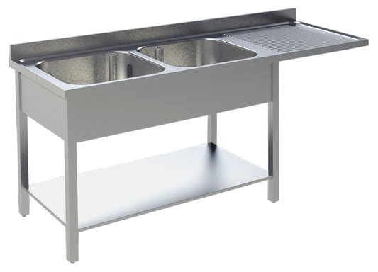 Spülcenter 2 Becken links Breite 160cm | KBS 92012104 - KBS Gastrotechnik