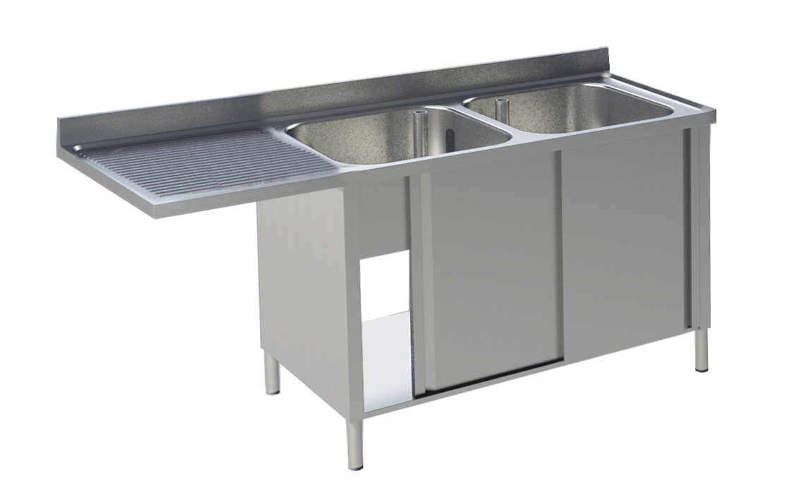 Spülcenter 2 Becken rechts Breite 160cm | KBS 92022101 - KBS Gastrotechnik