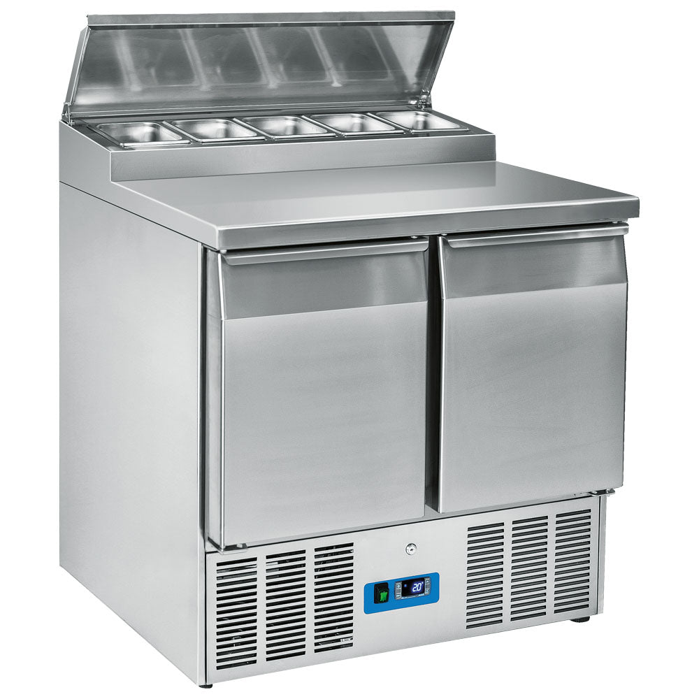 Saladette mit 2 Türen GN 1/1, 5x GN 1/6 h=150 mm, +2°/+10°C — Virtus 9718C