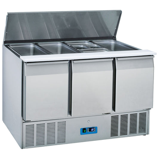 Saladette mit 3 Türen GN 1/1 und Deckel, 12x GN 1/3 h=150 mm, +2°/+10°C — Virtus 9790C