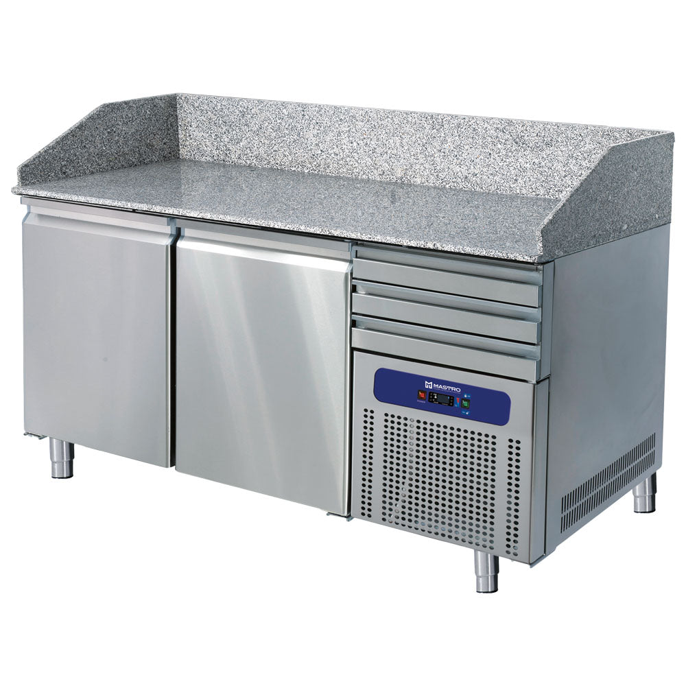 Pizzatisch 1600 mm mit 2 Türen 600x400 mm, 3 Schubladen EN — Virtus 9926F