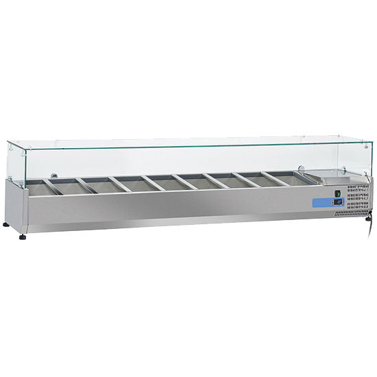 Kühlaufsatzvitrine 7x GN 1/3 + 1x GN 1/2 H=150 mm , +2°/+8°C — Virtus 9931CV