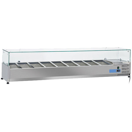 Kühlaufsatzvitrine 7x GN 1/3 + 1x GN 1/2 H=150 mm , +2°/+8°C — Virtus 9931CV