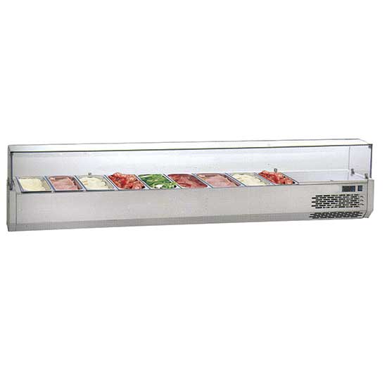 Kühlaufsatzvitrine 10x GN 1/3 h=150 mm, +4°/+10°C — Virtus 9931VF Restposten
