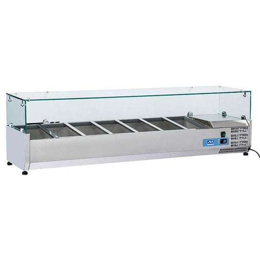 Kühlaufsatzvitrine  5x GN 1/3 + 1x GN 1/2 h=150 mm, +2°/+8°C — Virtus 9932CV