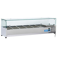 Kühlaufsatzvitrine 5x GN 1/3 + 1x GN 1/2 H=150 mm, +2°/+8°C | Virtus 9964CV