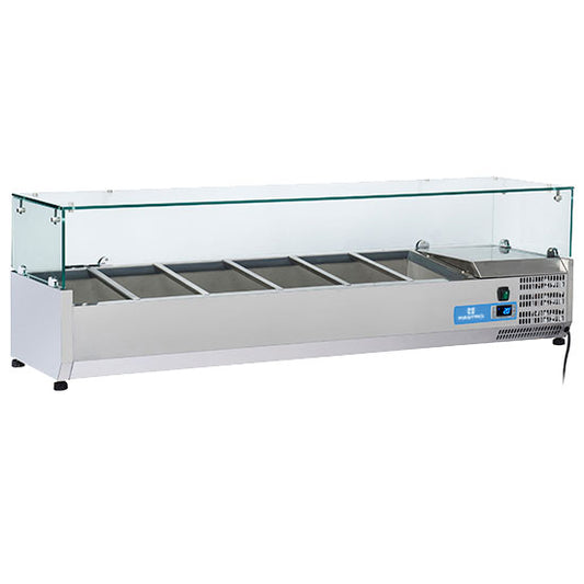 Kühlaufsatzvitrine 5x GN 1/3 + 1x GN 1/2 H=150 mm, +2°/+8°C — Virtus 9964CV