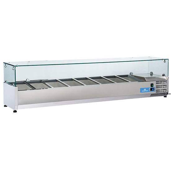 Kühlaufsatzvitrine 8x GN 1/3 H=150 mm, +2°/+8°C — Virtus 9965CV
