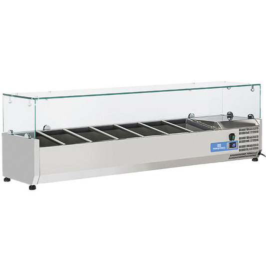 Kühlaufsatzvitrine 7x GN 1/4 H=150 mm, +2°/+8°C — Virtus 9967CV