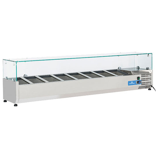 Kühlaufsatzvitrine 8x GN 1/4 H=150 mm, +2°/+8°C — Virtus 9968CV