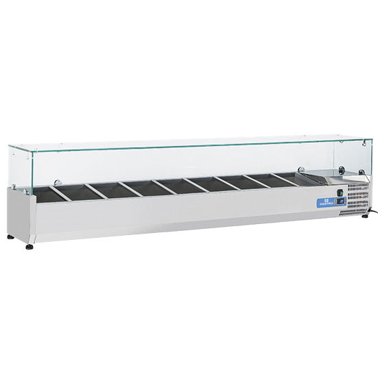 Kühlaufsatzvitrine 10x GN 1/4 H=150 mm, +2°/+8°C — Virtus 9969CV