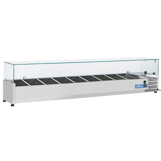 Kühlaufsatzvitrine 10x GN 1/4 H=150 mm, +2°/+8°C — Virtus 9969CV