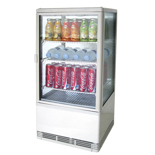 Getränkekühlvitrine mit 3 Böden, Tischmodell, 68 Liter, 0°/+12°C, Farbe weiß — Virtus 9973 Restposten