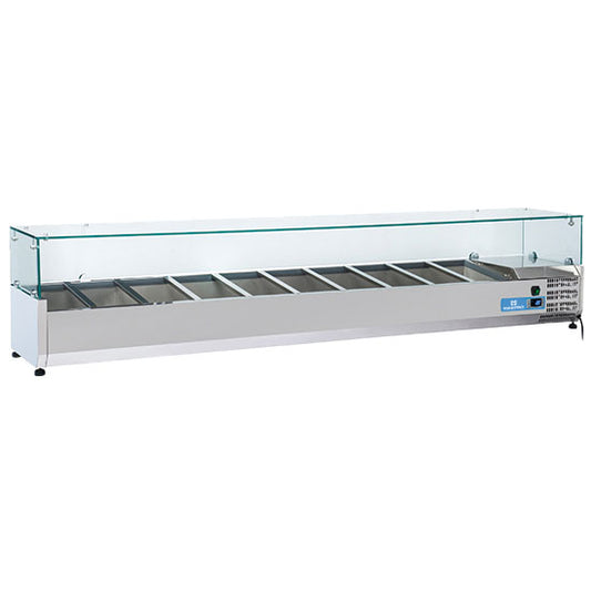 Kühlaufsatzvitrine 10x GN 1/3 h=150 mm, +2°/+8°C — Virtus 9979CV