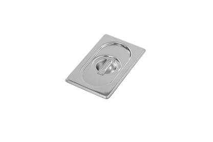 Edelstahl GN-Deckel 1/9 mit Scharnier und Griffmulde ohne Löffelaussparung