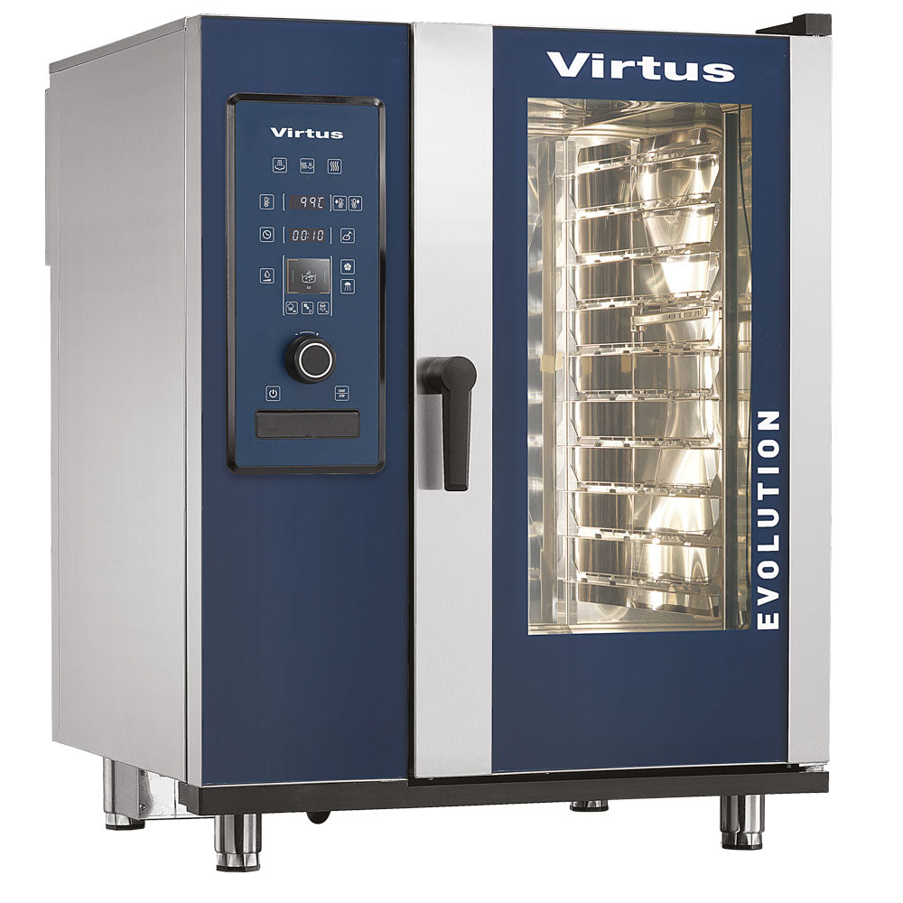 Gas-Konvektionsofen mit Direkteinspritzung und automatischem Reinigungssystem, 10x GN 1/1 — Virtus AIC0077/FN