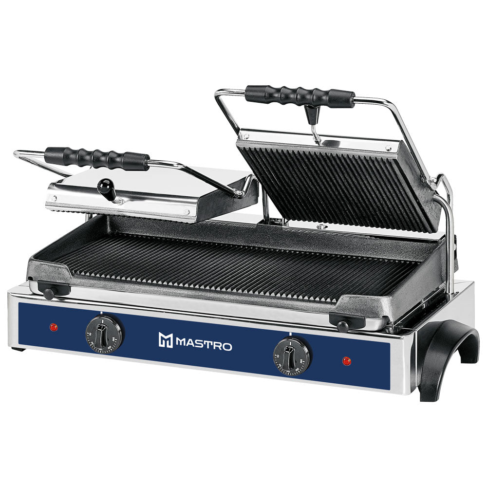 Kontaktgrill mit 2 Gusseisenplatten, gerillt/gerillt, 550x245 mm — Virtus AJA0002