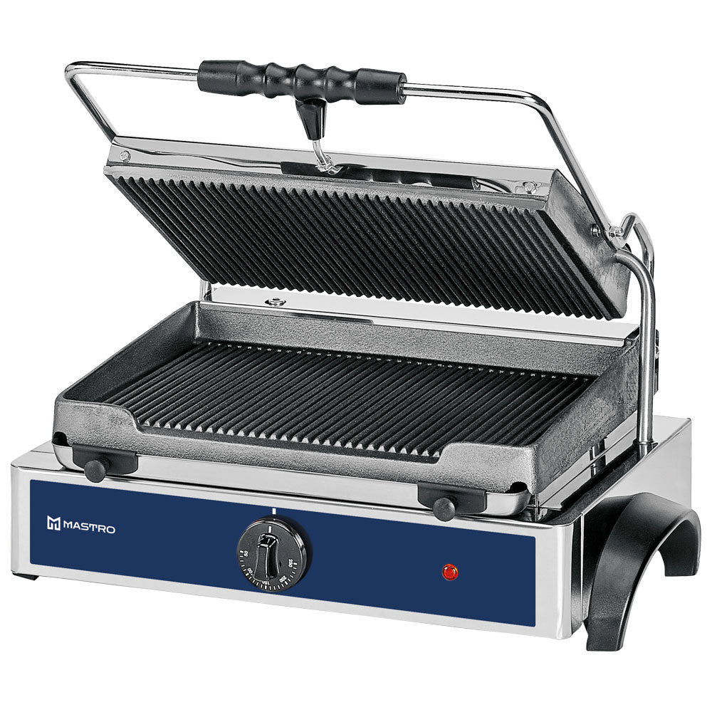 Kontaktgrill mit 1 Gusseisenplatte, gerillt/gerillt, 365x245 mm — Virtus AJA0003