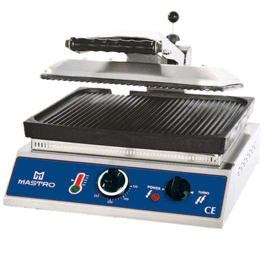 Kontaktgrill mit gerillten Gusseisen-Platten, untere Grillplatte 350x350 mm — Virtus AJA0035 Restposten