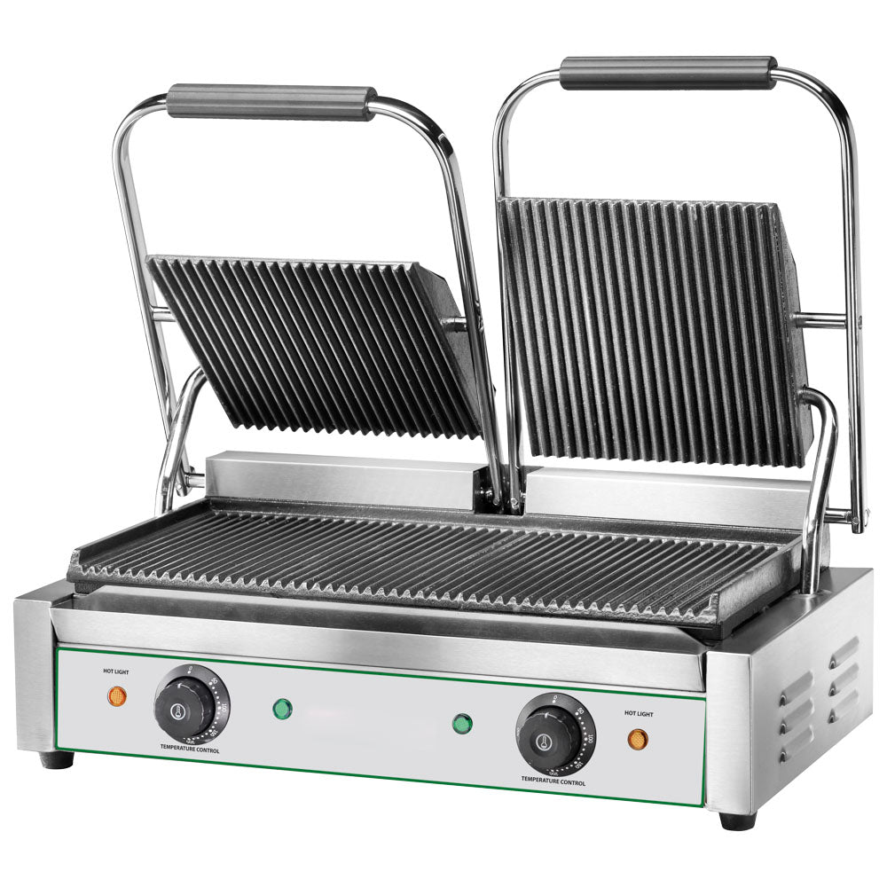 Kontaktgrill mit 2 Gusseisenplatten, gerillt/gerillt, 2x 230x240 mm — Virtus AJA0045