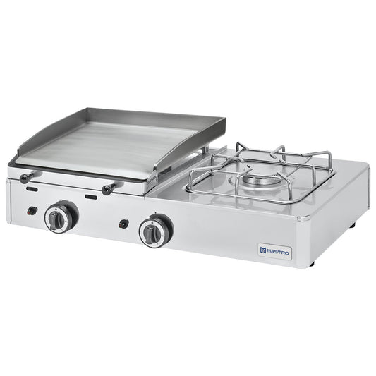 Gas-Kombigrillplatte mit 1 Grillzone und 1 Gasbrenner, Tischmodell - LPG — Virtus AOZ0008/RN