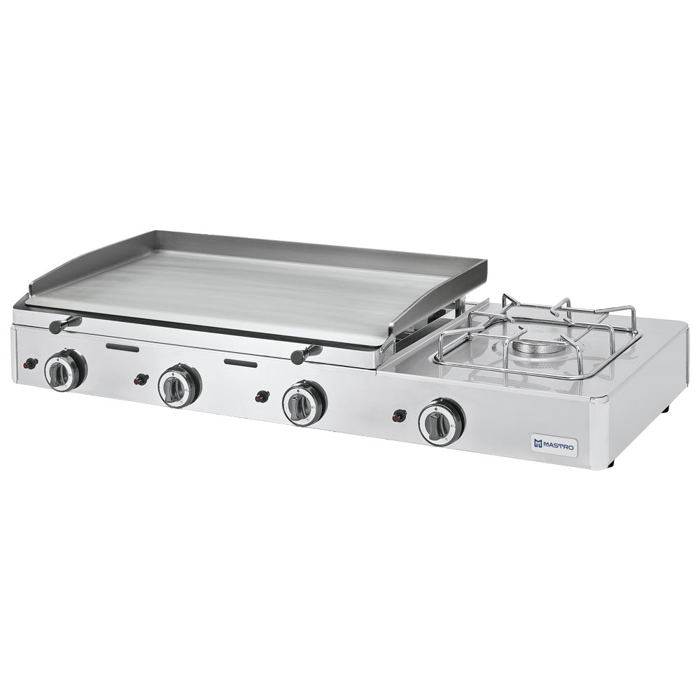 Gas-Kombigrillplatte mit 3 Grillzonen und 1 Gasbrenner, Tischmodell - LPG — Virtus AOZ0020/RN