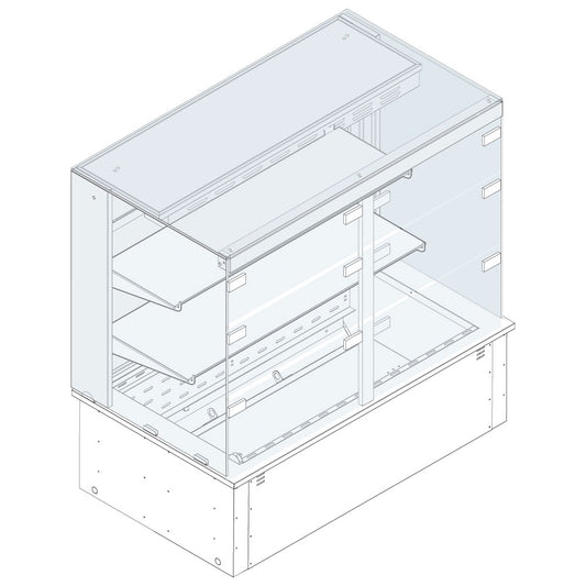 Kühlvitrine 2-etagig auf Umluft-Kühlwanne, eckig, für Zentralkühlung, Klappen kundenseitig, 2x GN 1/1 — Virtus AYC0417