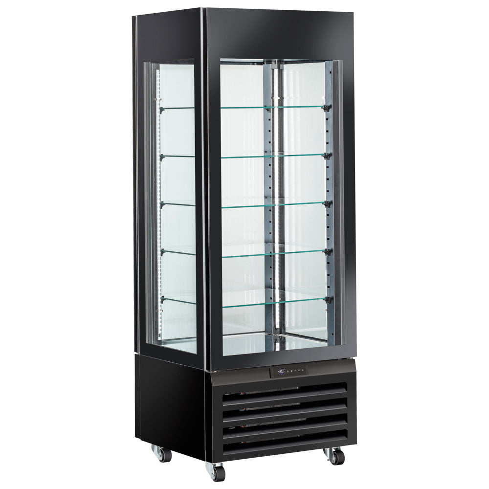 Tiefkühlvitrine für Speiseeis mit Umluftkühlung und 5 Glasböden, 700 mm, -22°/+5°C - Schwarz — Virtus BFA0041