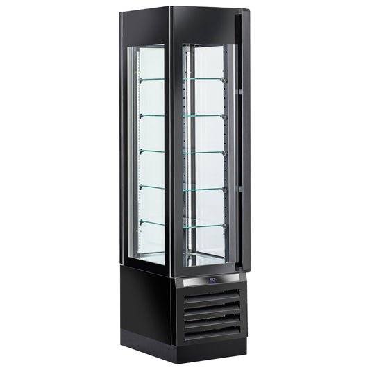 Kühlvitrine für Schokolade mit Umluftkühlung und 5 Glasböden, 450 mm, +15°/+18°C - Schwarz — Virtus BFB0064