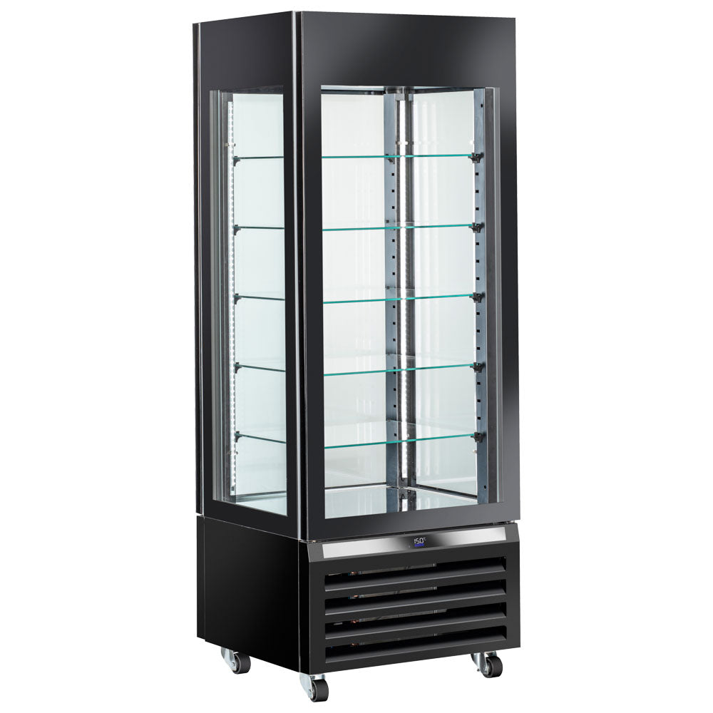Kühlvitrine für Schokolade mit Umluftkühlung und 5 Glasböden, 700 mm, +15°/+18°C - Schwarz — Virtus BFB0065