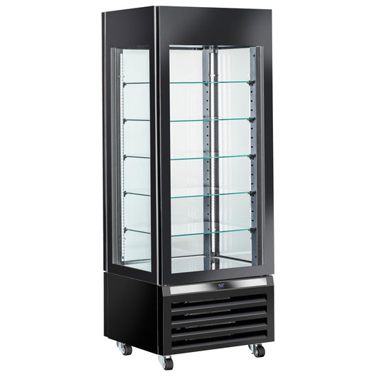 Kühlvitrine für Schokolade mit Umluftkühlung und 5 Glasböden, 700 mm, +15°/+18°C - Schwarz — Virtus BFB0065