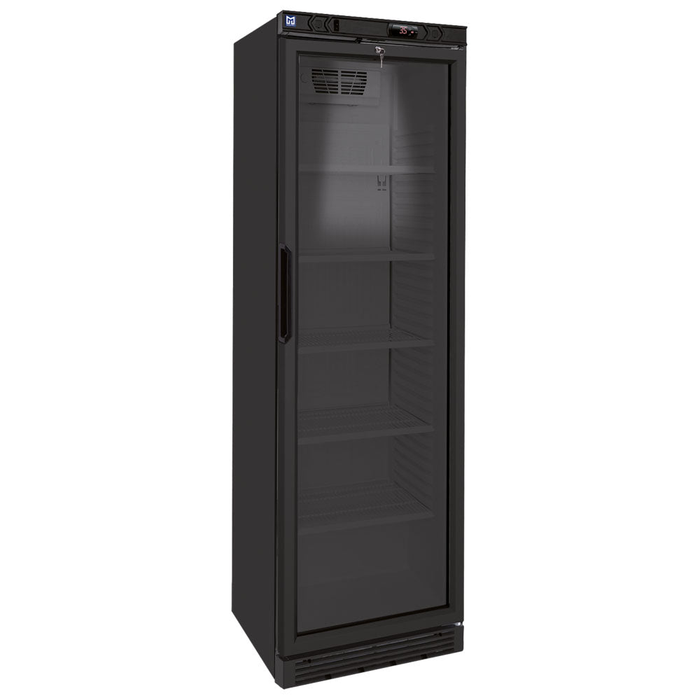 Getränkekühlvitrine 373 Liter mit Glastür und 5 Roste, +1°/+9°C - Farbe schwarz — Virtus BFD0020/SBL