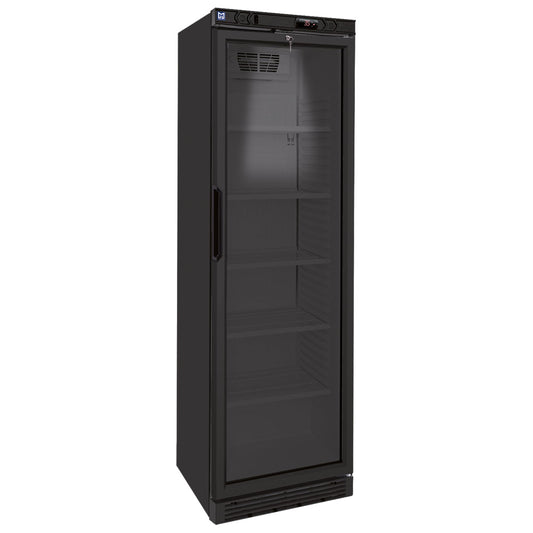 Getränkekühlvitrine 373 Liter mit Glastür und 5 Roste, +1°/+9°C - Farbe schwarz — Virtus BFD0020/SBL