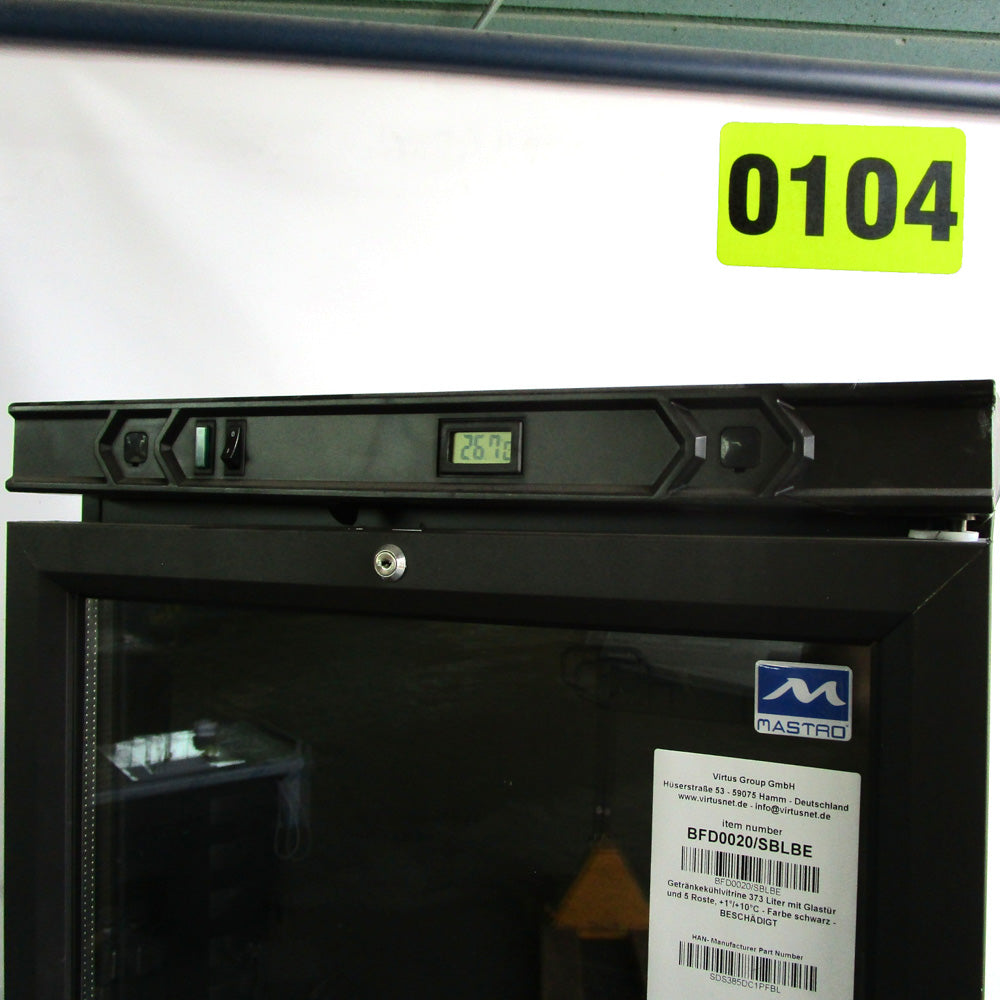 Getränkekühlvitrine 373 Liter mit Glastür und 5 Roste, +1°/+10°C - Farbe schwarz - BESCHÄDIGT — Virtus BFD0020/SBLBE (Ansicht 3)