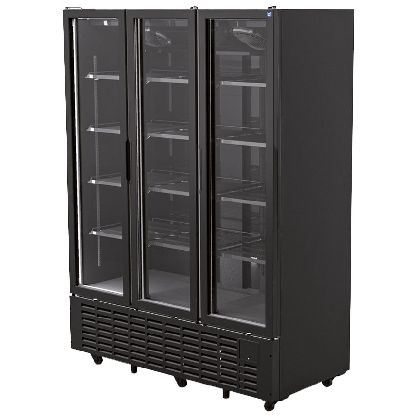 Getränkekühlvitrine 1491 Liter mit 3 Glastüren, 12 Rosten, +1°/+9°C - Schwarz — Virtus BFD0025