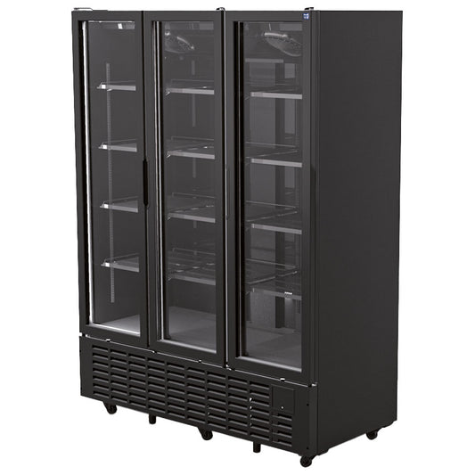 Getränkekühlvitrine 1491 Liter mit 3 Glastüren, 12 Rosten, +1°/+9°C - Schwarz — Virtus BFD0025