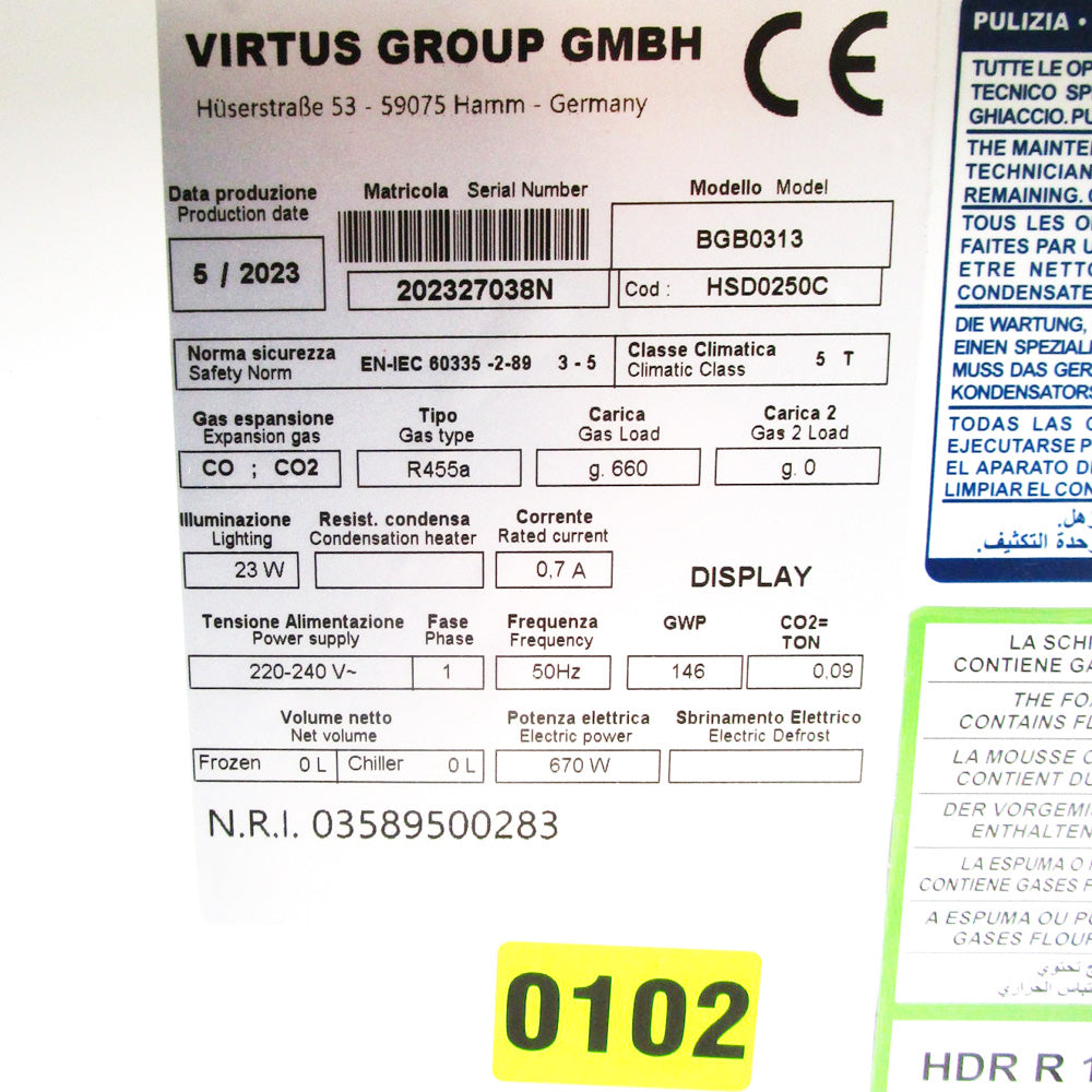 Kühltheke 2480 mm mit gerader Frontverglasung, Umluft Kühlung, +2°/+5°C - BESCHÄDIGT — Virtus BGB0313BE (Ansicht 5)